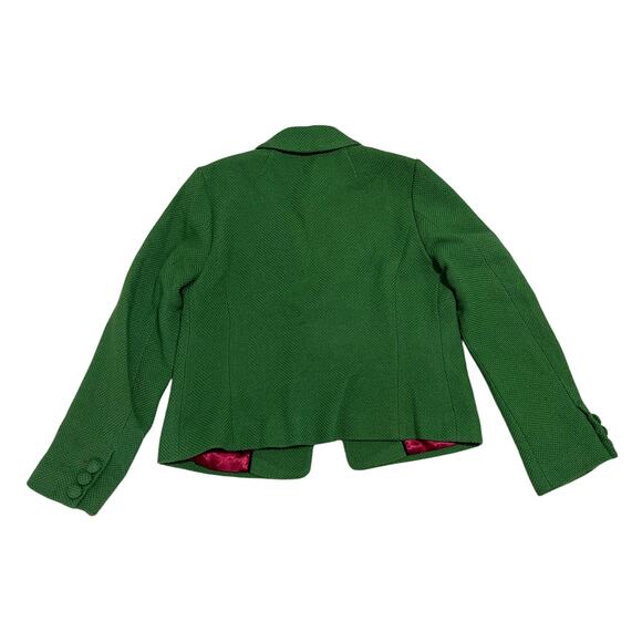 12-32 BODEN Women's Cropped Tweed Blazer Wool Green Size UK10/US6 - Picture 2 of 9